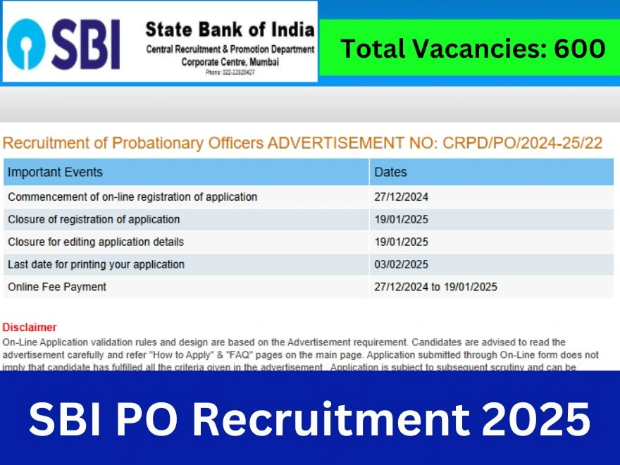 SBI PO Recruitment 2025 Notification