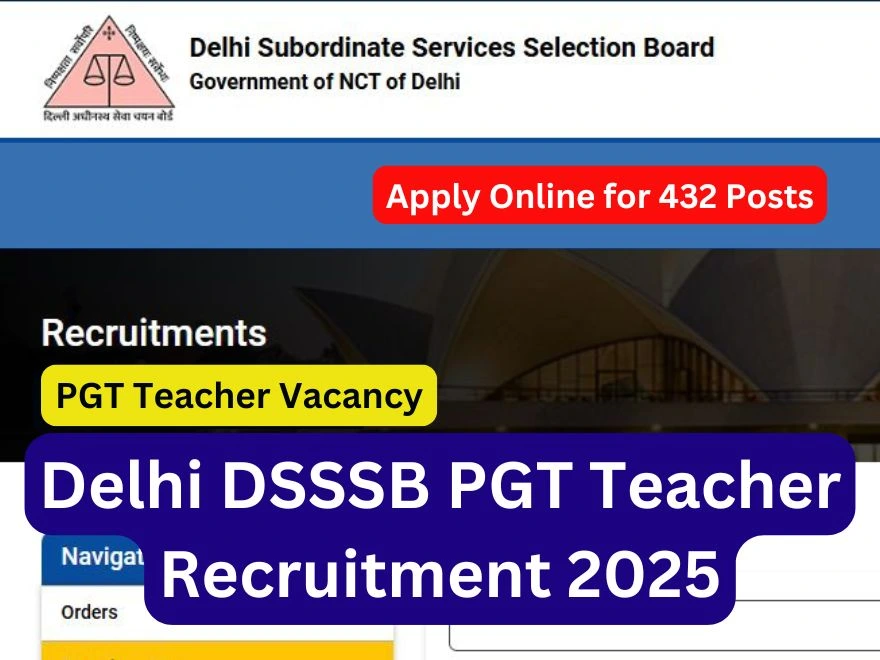 Delhi DSSSB PGT Teacher Recruitment 2025 Apply Online